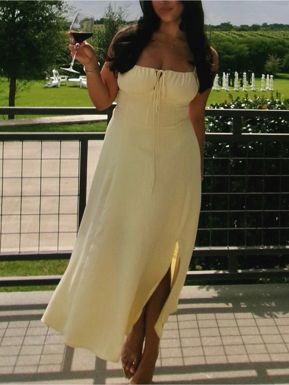 Elegant Yellow Midi Dress with Side Slit